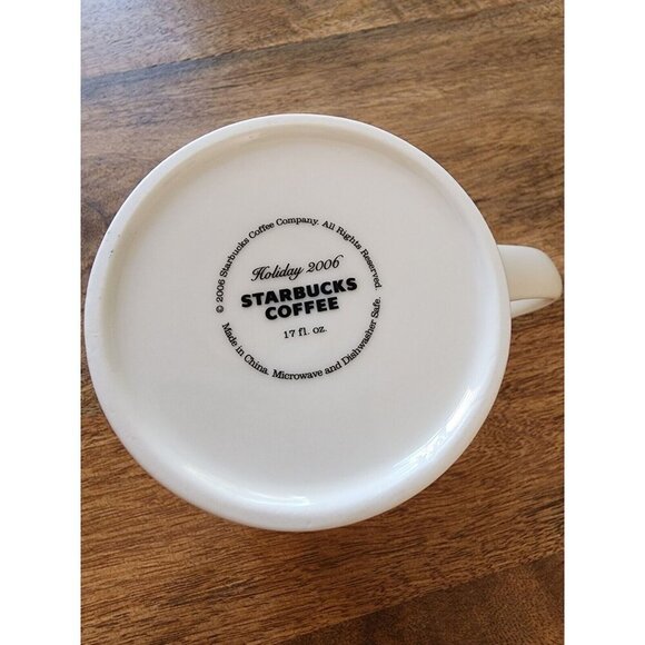 2006 Starbucks Holiday Embossed Tree & Silver Snowflakes Coffee Cup Tea Mug - Picture 4 of 4